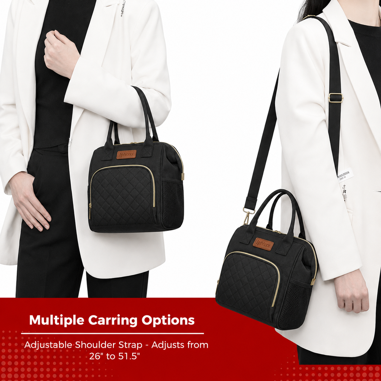 Black Quilted Lunch Bag
